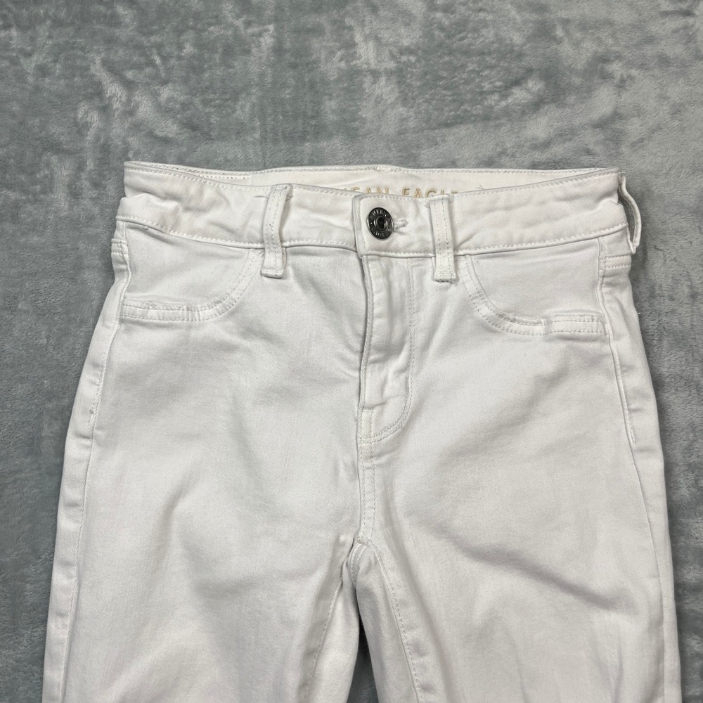 American Eagle Jegging Womens White Distressed Hi-Rise Next Level Stretch 0 - Picture 3 of 16